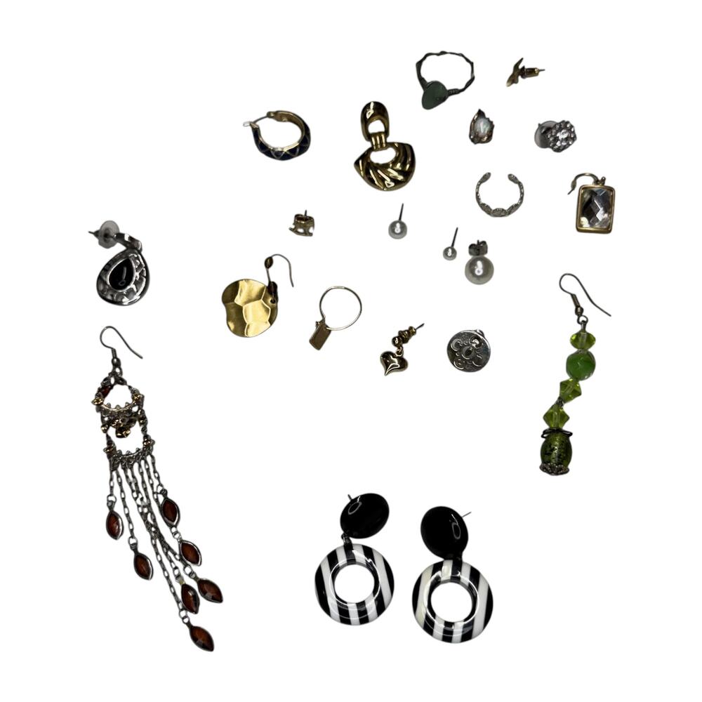 Mixed Earring Lot 19pc Rhinestone Resin Bead Charm Costume Fashion